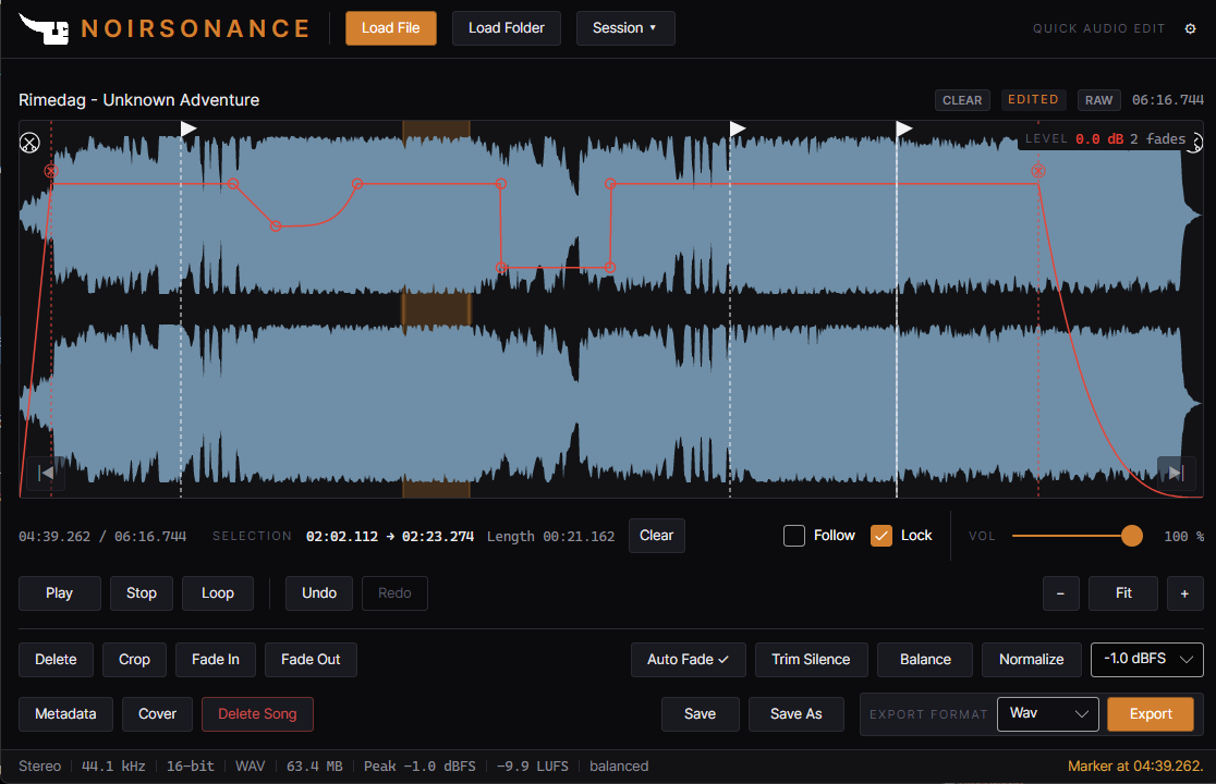 Quick Audio Edit interface detail