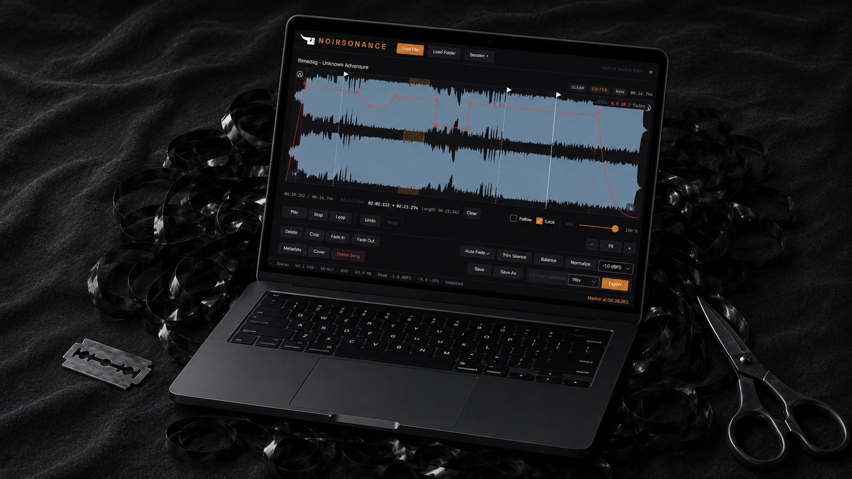 Quick Audio Edit running on a laptop